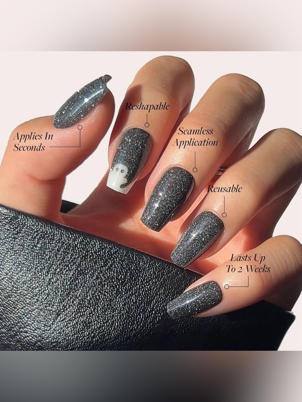 Glamnetic Press on Nails Medium Coffin Shape in Phantom Glow NIB - Picture 3 of 7